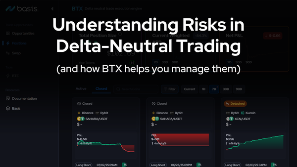 BTX's Closed Positions Dashboard: track P&L, APR, and risk history across exchanges.